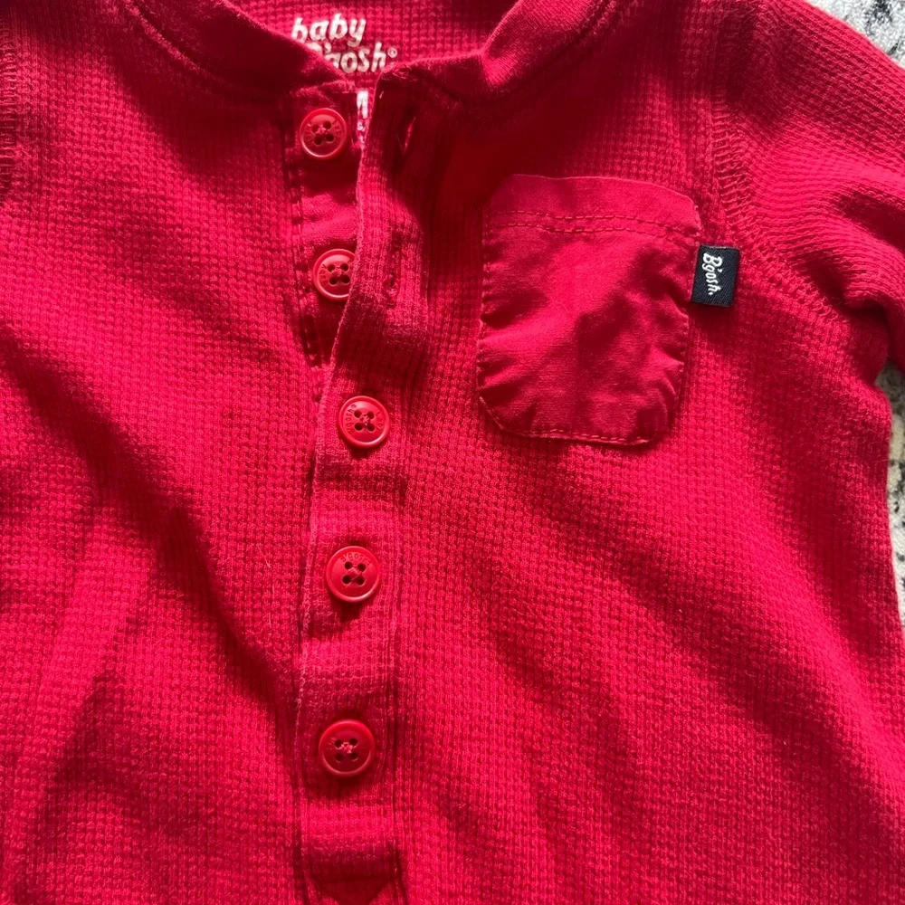 Cozy Waffle Knit Red Kids One Piece B’jolly‎ 3 months
